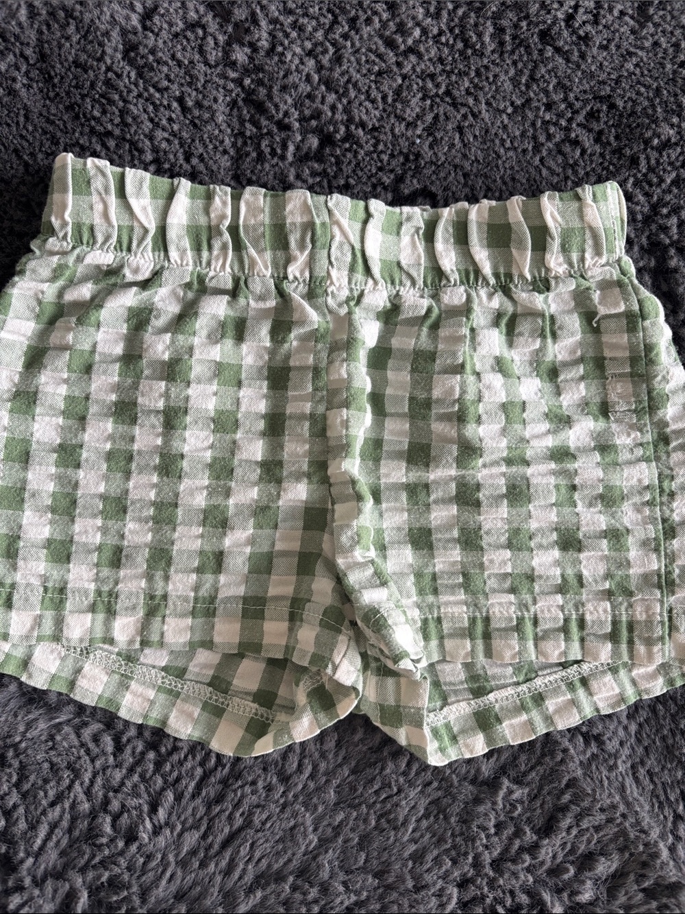 Bonnie Jean Green and White Gingham Cotton Shorts